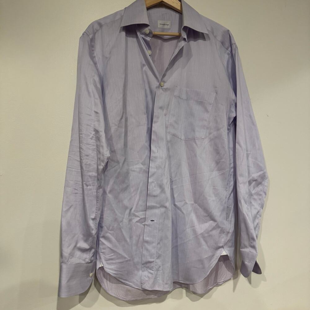 Men’s Ermenegildo Zegna Long Sleeve Button Down Shirt Size 39 / 15.5 Reg Fit BUB